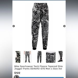Nike Sportswear Fleece Tech Tapered Slim Jogger Pants Men’s Size XL.